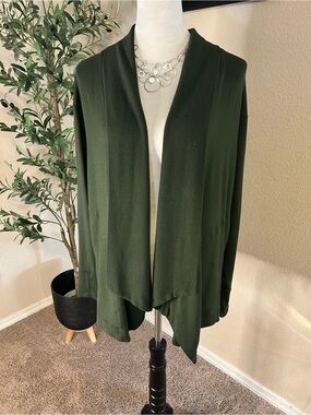 Athleta Nirvana Draped Open-Front Sweater Emerald Green Athlesure Small/Med